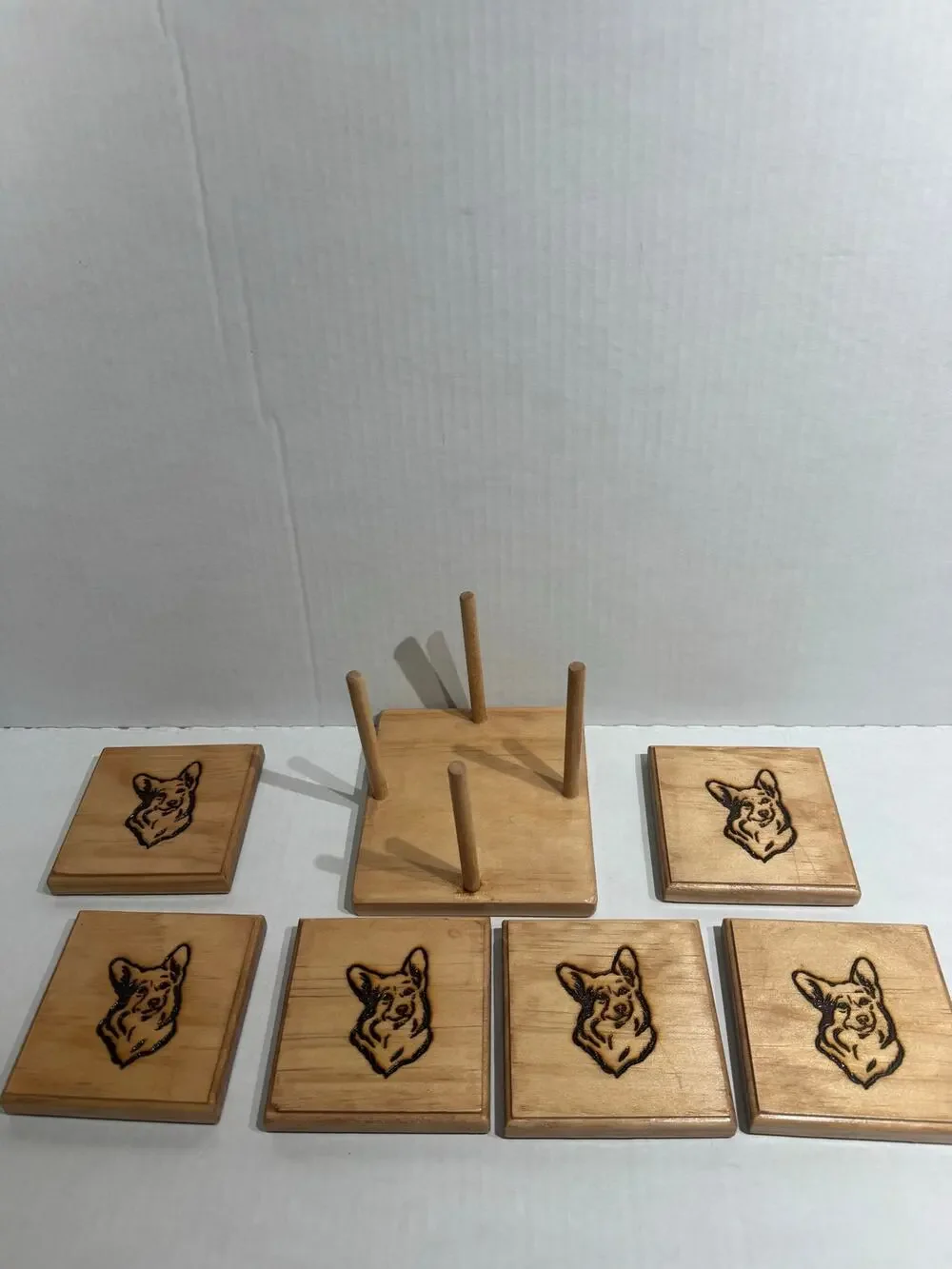 German Shepherd wood coasters with holder
